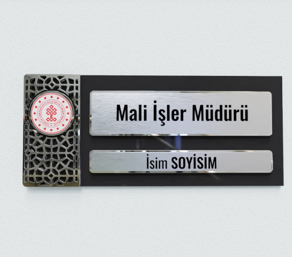 Pleksiglas Kapı İsimliği Eski Motif Silver Siyah Mıknatıslı: Ofisinize Klasik Dokunuş