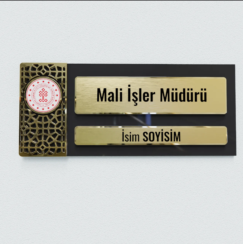 Pleksiglas Kapı İsimliği Eski Motif Gold Siyah Mıknatıslı: Ofisinize Klasik Dokunuş