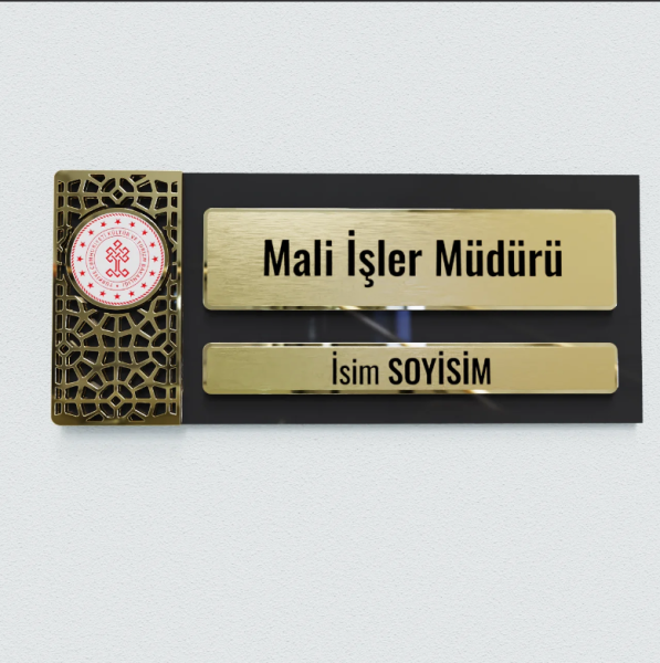 Pleksiglas Kapı İsimliği Eski Motif Gold Siyah Mıknatıslı: Ofisinize Klasik Dokunuş