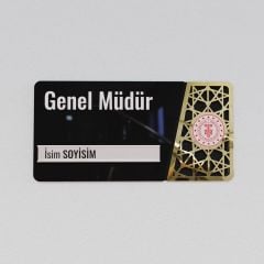 Pleksiglas Kapı İsimliği Logolu Değiştirilebilir İsimlik Altın Renk Desenli
