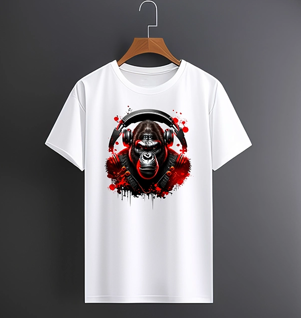 Goril Gorilla Maymun Dj Monkey Kulaklık Tişört