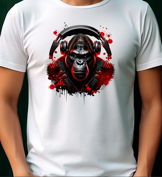 Goril Gorilla Maymun Dj Monkey Kulaklık Tişört