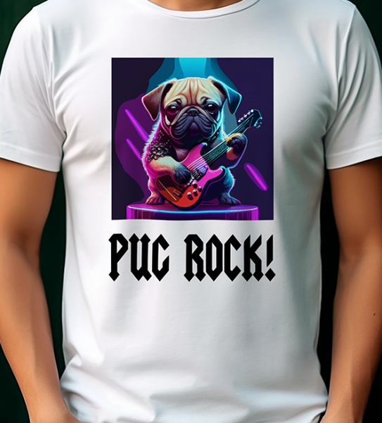 Pug Rock Baskılı Tişört