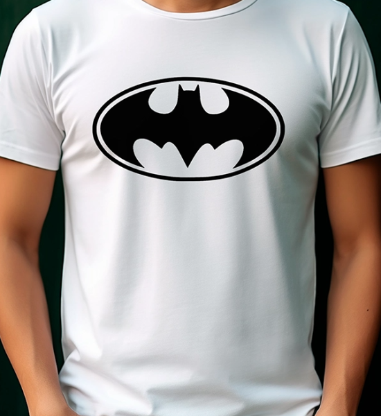DC Comics Batman Logo Baskılı Tişört Beyaz - XL