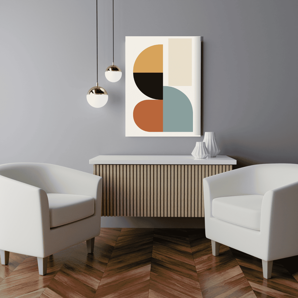 Minimalist Geometrik Soyut Kanvas Tablo