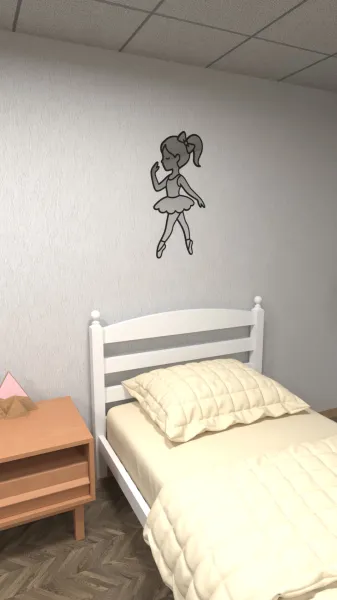 Aynalı Gümüş Pleksi Balerin Duvar Dekoru