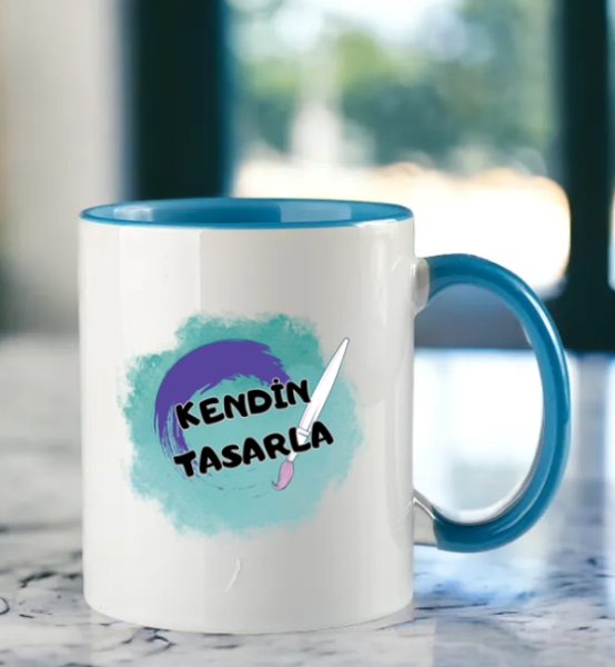 İçi Mavi Seramik Kupa