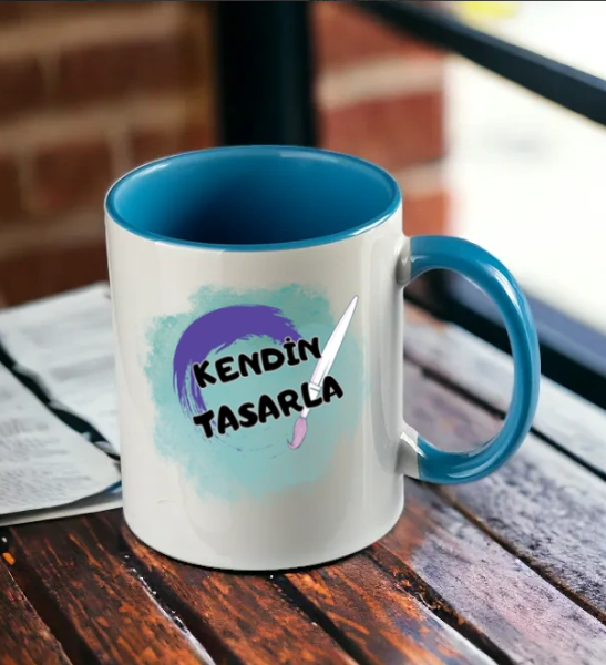 İçi Mavi Seramik Kupa