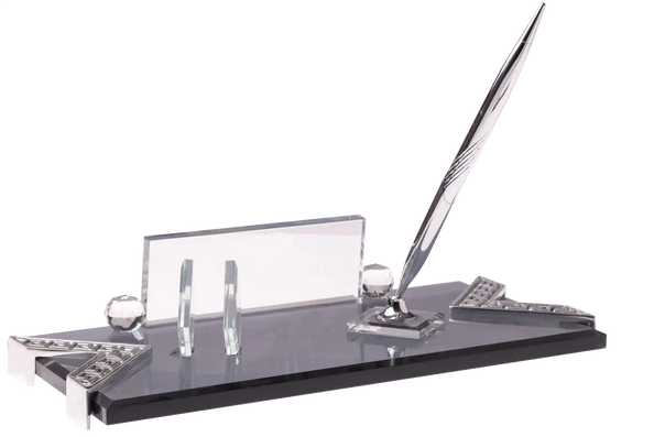 Elegant Kristal Kalemlikli Masa İsimliği